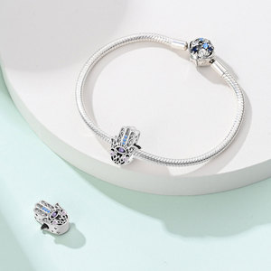 Plata de Ley 925 con baño de platino, accesorios de joyería <span class=keywords><strong>DIY</strong></span> para pulseras y collares, colgante de crucifijo auténtico, ángel guardián, ojos del diablo - Product Image 2