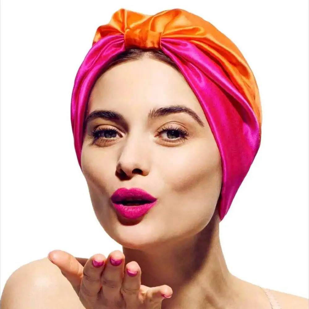 2020 Fashion Comfortable Night Elastic Head Wraps Sleep Hat Hair Stretch Band Satin Silk Bonnet Cap