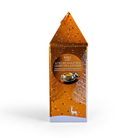 Boîte en métal dorée en forme de maison JYB, style lanterne de Noël, pour thé, café, bonbons, avec couvercle triangulaire