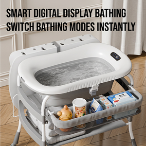 2-in-1ベビーおむつ交換台兼折りたたみ式新生児用お風呂台（収納付き） - Product Image 3
