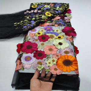 Chất lượng cao đầy màu sắc 3D hoa thêu vải tuyn ren vải cho trẻ em của phụ nữ ăn mặc, thời trang và vải cưới - Product Image 6