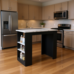 Isla de cocina de mármol Highlands Black e Ibiza con base de almacenamiento D0100H7I7C2 - Product Image 2