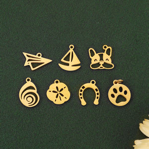 Olivia - Dije de Acero Inoxidable con Baño de Oro de 18k, Diseño de Árbol de Coco, Flor, Concha, Hoja, Cactus, para Hacer Joyas - Product Image 5