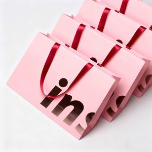 ถุงกระดาษคราฟท์สีน้ำตาล ดำ ชมพู พิมพ์ลายสีสำหรับร้านค้าปลีกเสื้อผ้า ของขวัญ เครื่องประดับ บรรจุภัณฑ์สุดหรู พร้อมโลโก้ - Product Image 2