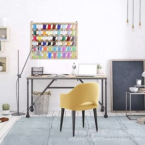 Wooden <b>Wall</b> Mounted Yarn Rack 54 Spool Thread <b>Storage</b> Organizer For Sewing Machine Bobbin Holder Rectangle Shape <b>Hanging</b> Type - Product Image 3
