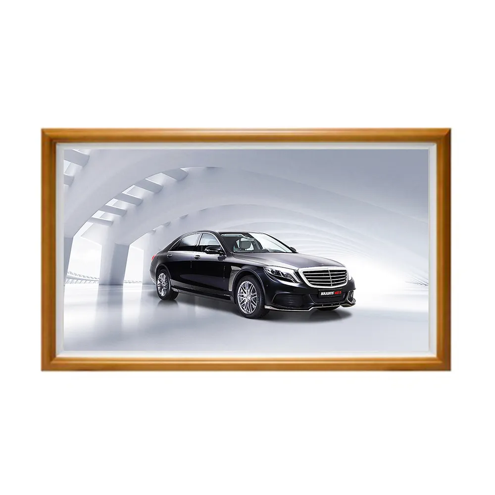 Indoor media playback equipment Wooden frame 55 inch wall mounted ads digital signage photo frame for auto show