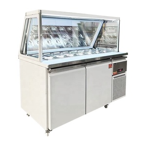 Refrigerador de Ensaladas de Alta Calidad con Certificación CE, 3 Puertas, Mostrador Abierto, Barra de Ensaladas Comercial, Mesa de Preparación para Buffet, 1.8M - Product Image 1