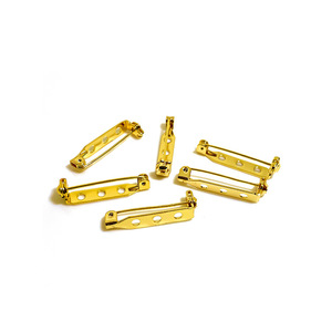 Base de broche à épingle de sûreté |   Barre de verrouillage rotative en acier inoxydable plaqué or PVD 18 carats avec trous pour la fabrication de badges de corsage DIY - Product Image 4