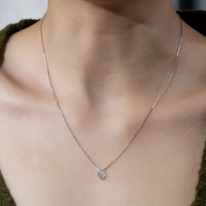 Collar de Diamantes en Forma de Corazón de Oro Blanco de 9K MSN-956 de Messi Jewelry, Disponible en Existencia - Product Image 5