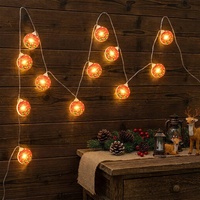 Mini Luces LED de Navidad en Forma de Disco, 10 Luces LED a Pilas con Cable Transparente para Decoración de Ventanas y Paredes Navideñas