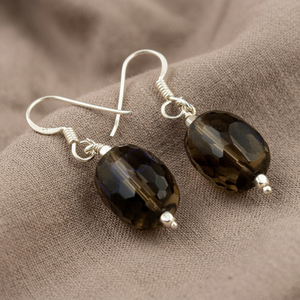 Smoky Quartz Sterling Silver <b>Crystal</b> Earrings Faceted Gemstone Jewelry - Product Image 3