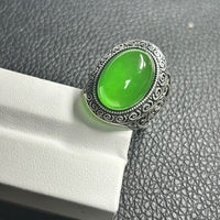 HQ gemmes ovale 13x18mm argent S925 Original bague en pierre de Jade de bourgogne pour hommes