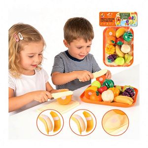 Ensemble de jouets d'imitation pour enfants : fruits et légumes à découper, cuisine, jeu de rôle, éducatif, sensoriel, jouets en plastique - Product Image 6