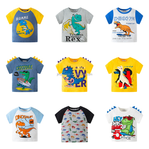 2026 Children's Short Sleeved New Cartoon <strong>Dinosaur</strong> Color Blocked Boys' T-shirt Summer Baby <strong>Top</strong> Cotton Wholesale - Product Image 2