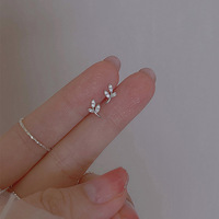 Boucles d'oreilles fines en argent sterling 925, style forêt, branche douce française, fraîches et artistiques, incrustées de zircon