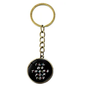 21 styles Newest Friends TV Show Keychain 25th Anniversary Series Cartoon Fun Pattern Glass Dome Pendant Key Chain for Friend