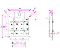 Clavier compact rétroéclairé étanche IP65 à 16 touches pour montage sur panneau # Clavier anti-explosion en acier inoxydable 304 pour l'entrée par mot de passe et l'accès aux portes