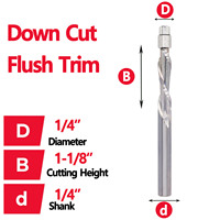 Fraise à rainurer en spirale en carbure monobloc pour le travail du bois, modèle de gabarit de fraisage encastré, tige de 8 mm