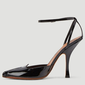 Sandalias de tacón alto para mujer con punta abierta, estilo personalizado, con hebillas en el tobillo, zapatos de tacón de aguja, talla 45, ajuste ancho - Product Image 4