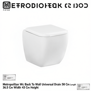 Inodoro Metropolitan de Pared con Drenaje Universal, 58 cm de Largo, 36.5 cm de Ancho, 43 cm de Altura - Product Image 3