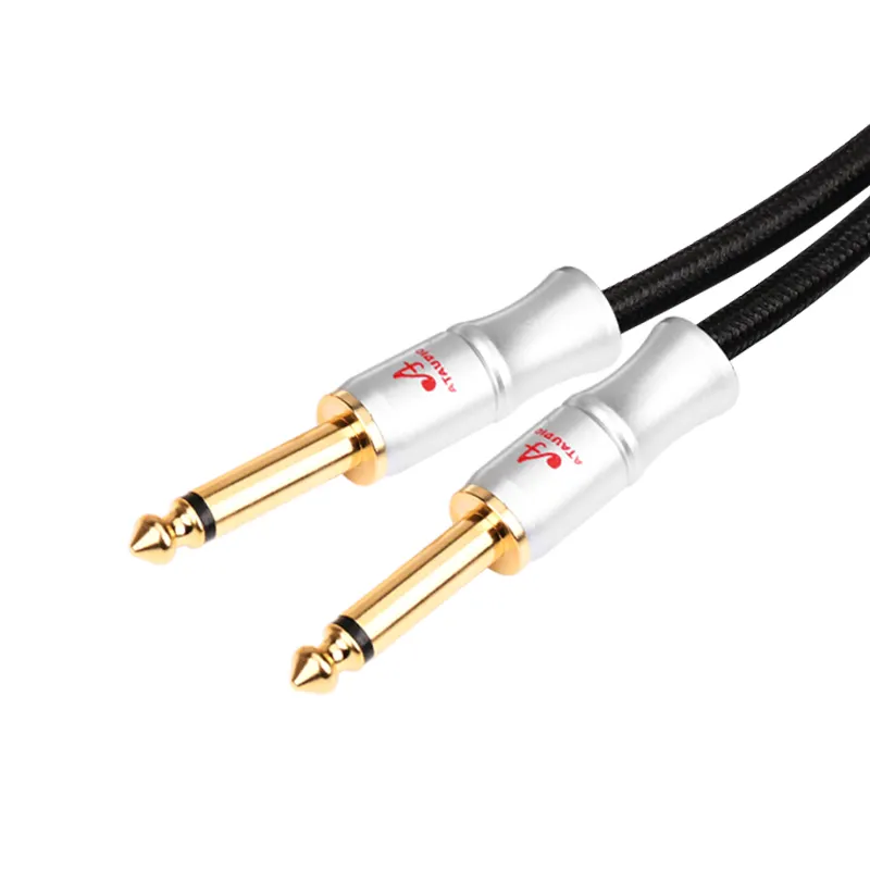 Kabel Audio OFC Hifi 6.5Mm Ke 6.35Mm 6N Kabel Mono Jack 1/4 "Kabel TS Kabel Instrumen Patch Gitar Tidak Seimbang