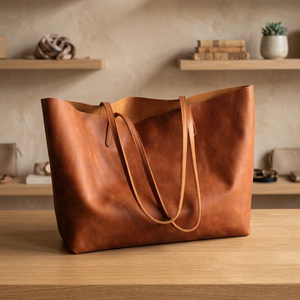 Regalos de Aniversario BS INTERNATIONAL Bolso de Mano de Cuero Puro para Mujer, Impermeable, Ligero, Gran Capacidad, Cierre de Cremallera, Dos Correas - Product Image 3