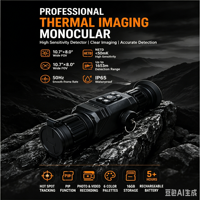 HNT402 Monoculaire thermique avec mémoire 16 Go, mode PIP, vision thermique 384x288 pour l'observation des animaux sauvages