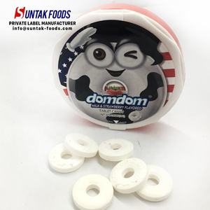 Bonbons en comprimés <span class=keywords><strong>Domdom</strong></span> à la saveur de fraise au lait dans une boîte ronde en PP, confiseries, collations, bonbons rafraîchissants - Product Image 2