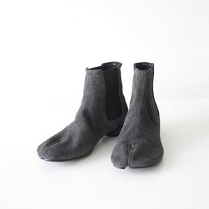 Bottines plates à bout fendu en cuir véritable et daim, style vintage vieilli gris, pour femme, collection 2026 - Product Image 2