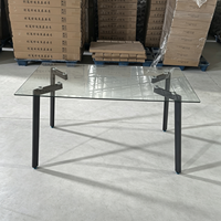 Table à manger en verre transparent durable 120x80cm, mobilier de salle à manger moderne et minimaliste pour la maison, le restaurant, le bureau