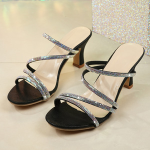 Sandalias de Tacón Alto con Pedrería Estilo Europeo y Americano, Novedad de Verano, Tacón Grueso, Moda Sexy, Tallas Grandes - Product Image 2