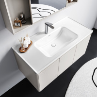 Meuble-lavabo de salle de bain moderne en aluminium et acier inoxydable avec vasque simple et finition miroir