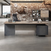 Bureau de Direction en Bois en Forme de L Design Moderne pour PDG et Managers, Table Exécutive en MDF pour Mobilier de Bureau