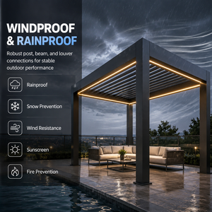 Pergola électrique en alliage d'aluminium <span class=keywords><strong>avec</strong></span> structure imperméable thermolaquée, résistante au vent et à la neige, pour terrasse de restaurant commercial - Product Image 4