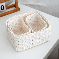 Panier de rangement de bureau en corde tressée à la main, style pastoral, pour objets divers et entrée douce, directement de l'usine