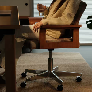 Fauteuil de bureau pivotant multifonctionnel en bois massif pour la maison et le bureau - Product Image 5