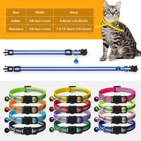 Ensemble de collier pour chat en nylon réfléchissant réglable de couleurs mélangées avec boucle de rupture et cloche pour la formation des chats chatons également pour les chiens