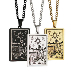 Venta al por mayor joyería espiritual oculta para mujeres chapado en oro de acero inoxidable Alta Sacerdotisa Tarot tarjeta encanto circón Color plata - Product Image 4