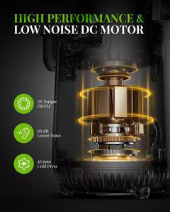 <b>Masticating</b> Slow <b>Juicer</b> High Yield Cold Press Stainless Steel Household Use Automatic Pulp Ejection Nutrient Extractor Electric - Product Image 2