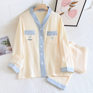 Pijama de <span class=keywords><strong>maternidad</strong></span> para mujer, ropa de dormir de algodón de manga larga para lactancia materna - Product Image 6