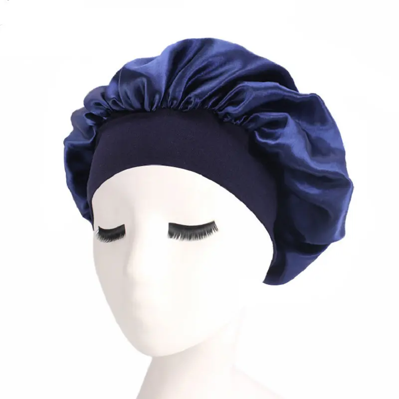 Newly Women's Satin Solid Sleeping Hats Night Hair Care Bonnet Nightcap Women Men Unisex Caps