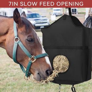 Muestra gratuita: Bolsa ajustable para alimentación de caballos con almohadilla cómoda para el cuello, bolsa de lona resistente y duradera para grano y alimento para caballos. - Product Image 4