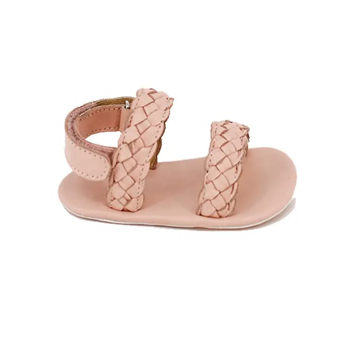Moda New Summer Kids colore rosa gancio e anello intrecciato in morbida pelle antiscivolo sandali per bambini scarpe per ragazze