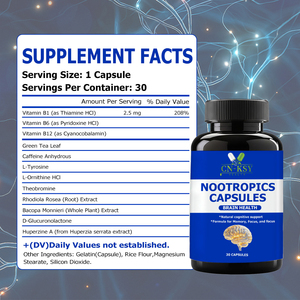 Cápsulas de Nootrópicos al Por Mayor con Extracto de Rhodiola Rosea, Suplemento para Apoyar la Salud Cerebral y Aumentar los Niveles de Energía - Product Image 2