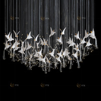 Décoration de la salle à manger du hall d'hôtel, lustre en céramique en forme d'hirondelle, luminaire suspendu au plafond, art moderne, lustre en verre en forme d'oiseau