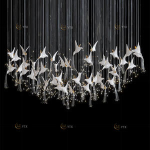 Lampadario Moderno in Ceramica a Forma di <span class=keywords><strong>Rondine</strong></span> per Lobby di Hotel e Sale da Pranzo, Lampada a Sospensione Artistica in Vetro - Product Image 6