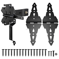 Charnières robustes OEM 8 pouces en vinyle, métal noir, pour portail en bois, loquet de portail autobloquant, ensemble de charnières de portail