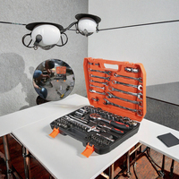 Kit de clés à main robustes 46 pièces 1/2 pouce en CR-V, 72 dents, multifonctionnel, en acier au chrome-vanadium, avec mallette rigide, pour l'automobile, garantie 1 an