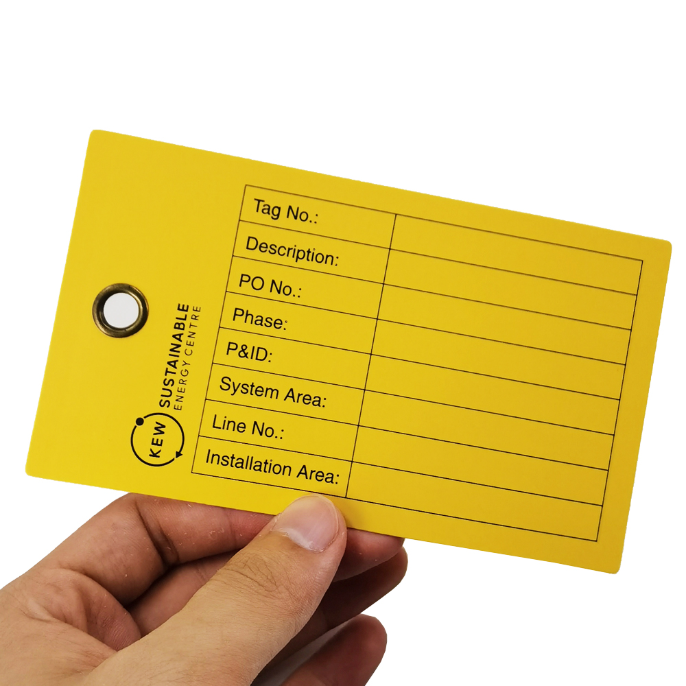OEM Custom Printing Die Cut Writable Surface Free Logo Design Ring Lifting Eyelet PVC Hang Tags Rigid Matt Ladder Plastic Card