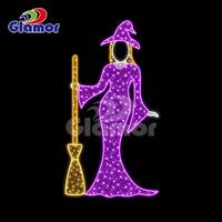Décoration de Pâques extérieure 2D 3D Glamour : Citrouille, Sorcière, Vampire, Lune – Motif lumineux LED multicolore vif, 10 000 heures d'autonomie